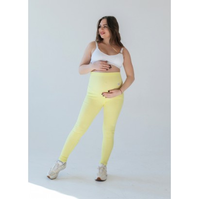 Лосины для беременных в рубчик с регулируемым поясом Лимонные